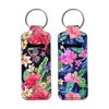 Gearider 2pcs Hawaiian Hibiscus Floral Leaf Portable Lipstick Holder Keychain, Cute Lip Balm Sleeve for Women