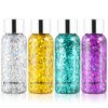 Body Glitter Gel Set 4 Colors Sequins Chunky Glitter Gel Colorful Eyeshadow Glitter Holographic Body Gel for Festival Party Face Makeup Hair Eye Lips Shimmer Gold,Silver,Purple,Green