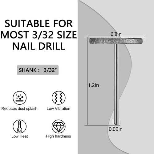 C12rtive Sanding Disc Nail Drill Bits,Diamond Carbide Nail Drill Bit,Professional Manicure & Pedicure Sanding Polishing Bits for Shaping Nail Forms,Cracked Skin Callus Removal for Home Salon & DIY
