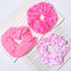 WRBAJIS Breast Cancer Hair Scrunchies Pink Ribbon Hair Ties Elastics Hair Bands Ponytail Holders Hair Accessories for Women Girls Breast Cancer Awareness Party Supplies 3Pcs