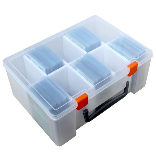 PASOL Clear Card Storage Box - 1000+ Hard Case Card Holder, Portable Card Organizer for Collectible Trading Cards and Sports Cards (Small)