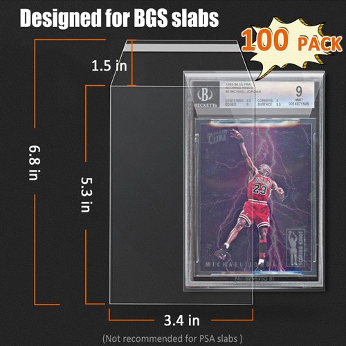 BGS Card Sleeves 100 Pack, Sleeves for BGS Graded Slabs Ultra Protection for The Graded Card for Pro Collector (100Pack)