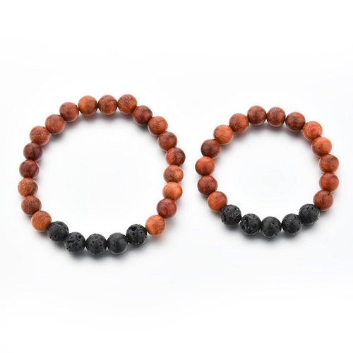 Mystiqs Kids and Adult Matching Lava Rock Beaded Stone Bracelets Essential Oil Diffuser Set for Aromatherapy Ideal for Anti-Stress or Anti-Anxiety