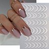 6 Sheets French Tip Nail Art Sticker for Nail Art 5D Luxury Lines French Nail Decals Self-Adhesive with Crystal Diamond Design Gold Silver Nail Stickers for Women Girls Acrylic Manicure Accessories