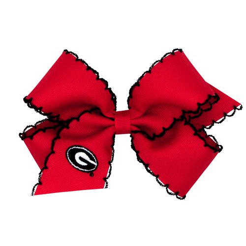 Divine Creations Girls' Collegiate Themed Game Day Logo Print Hair Bow by Wee Ones on a WeeStay Clip, Moonstitch, Medium, Georgia