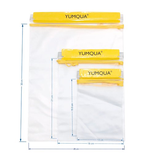 YUMQUA Clear Waterproof Bags, Water Tight Cases Pouch Dry Bags for Camera Mobile Phone Maps Pouch Kayak Military Boating Document Holder - 3 Piece Set