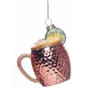 Set of 2 Glass Blown Christmas Ornaments Moscow Mule Mug, Drinks Drinking Blown Glass Cocktail Ornaments for Christmas Tree Decorations