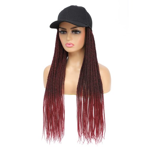 AliRobam Hat Wigs Baseball Cap with Senegalese Twist Braids Hair extensions Hat With Braided Hair attached for Black White woman (24inch, TBug)