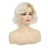 Dai Cloud Blonde Short Wig Women Ombre Light Blonde Curly Bob Wigs Old Lady Dark Root Hair Side Part Wigs for Women Cosplay Party Daily(Platinum Blonde)