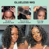 ISEE Wear and Go Glueless Wigs Human Hair Pre Plucked Deep Wave Bob Wig Human Hair Lace Front Wigs for Women Upgraded No Glue Pre Cut 4x4 Lace Closure Glueless Wigs for Black Women Human Hair 14 Inch