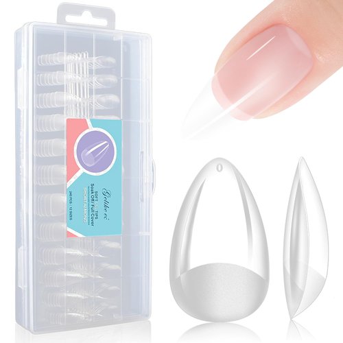 Gelike EC Short Almond Nail Tips: Soft Gel X False Nail Tips Full Cover for Nail Extensions - Acrylic Nails Professional Clear Gelly Tips Preshaped PMMA, 12 Sizes, 240PCS