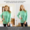 Inspired Comforts Mastectomy Recovery Shirt with Drain Pockets & Drainage Tube Fasteners, Green 3XL