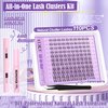 Clear Band Lash Clusters Kit Natural Wispy Lash Extensions Kit 10-14mm DIY Eyelash Extension Kit C Curl Individual Lashes Kit with Lash Glue Lash Remover Self Application at Home by ALICE