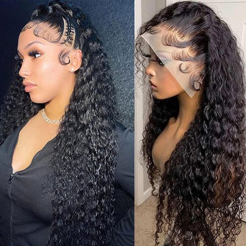 MDRTIRIM Black Wig for Women Natural Long Curly Wig Loose Deep Wave Crimps Wig 30 Inch 180% Densi...