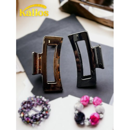 Kàllos 3.5 inch Twin Shade Hair Claw Clips, Elevate Your Style with Metallic Shine, Timeless Elegance, and Modern Shapes. (Black&Brown)