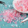 BELLEBOOST 50g Flatback Pearls and Rhinestones Set 1-Pink&White, Mixed Size 3-10mm Resin Rhinestones and Half Pearls for Nail Art and Crafts and Decoration with Tweezer and Pickup Pencil