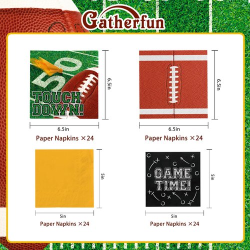 96-Pack Football Party Supplies - 48 Luncheon & 48 Cocktail Napkins | 3-Ply, Disposable, for Tailgate & Birthday Decorations