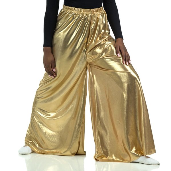 Danzcue Girls Celebration of Spirit Palazzo Pants, Metallic Gold, 8-10