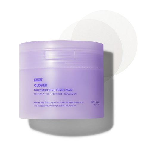 Frankly Closer Toner Pads 70pcs | Pore Minimizing & Moisturizing Jelly Pads for Smooth Skin | 9 Peptides, Vegan Collagen & Rice Extract | Vegan, Biodegradable, All skin types, Korean Skincare