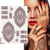 6 Sheets Henna Tattoo, Mandala Flower Temporary Tattoo Stickers for Women, Fake Tattoos Henna Stickers, Waterproof Red Ink Body Art Stickers.