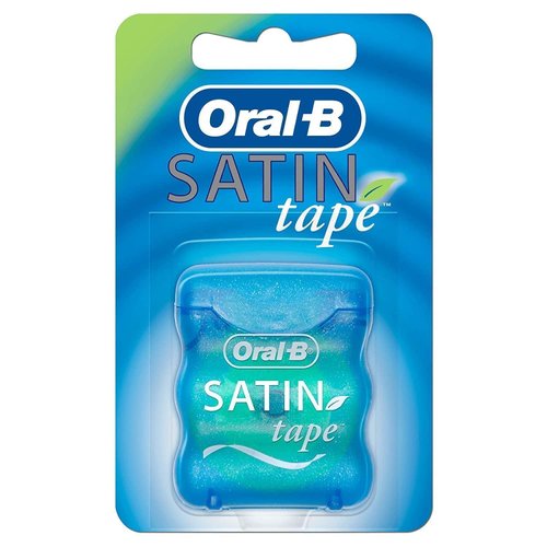 Oral-B Satin Dental Floss, 25 m, Plaque Remover for Teeth, Fresh Clean Feeling, Wide Tape with a Satin-Like Texture, Comfort Grip, Mint