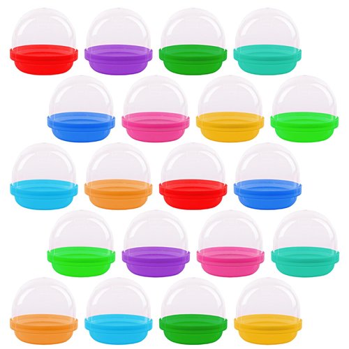 2 Inch Capsules with Colored Lids, Set of 150, Small Containers for Mini Toys, Gifts, Jewelry, and Trinkets, Colorful Birthday Party Decorations, Goodie Bag Fillers for Boys & Girls