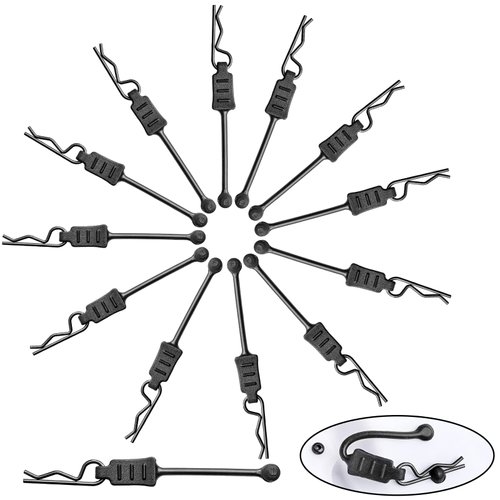 GoHobby RC Body Clips with Pull Tabs for 1/16 1/18 Traxxas Axial Redcat Tamiya RC Truck Crawler Buggy, 20-Pack (Black)