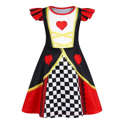 Sukyfecde The Red Queen Costume Girls Princess Dress up Kids Birthday Party Dress Halloween Cosplay Outfits 3t Red