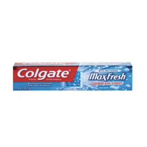 Colgate Max Fresh Travel Size Toothpaste with Mini Breath Strips, Cool Mint - 1.9 Ounce