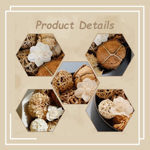 Qingbei Rina Wicker Rattan Balls Decorative, Brown Decorative Balls for Centerpiece Bowls, Assorted Bowl Vase Fillers, Decorative Orbs Woven Spheres, Spring Summer Wedding Table Home Decor