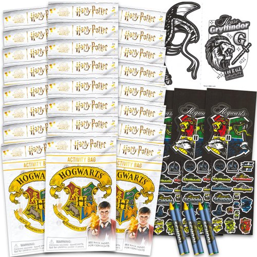 Harry Potter Hogwarts Birthday Party Favors Set - Bundle with 24 Hogwarts House Harry Potter Play Packs | Mini Coloring Books, Stickers More for Goodie Bags (Harry Potter Party Decorations)
