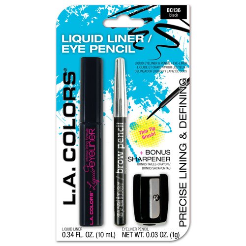 L.A. COLORS Liquid Eyeliner Pencil With Sharpener, Black, 1 Ounce