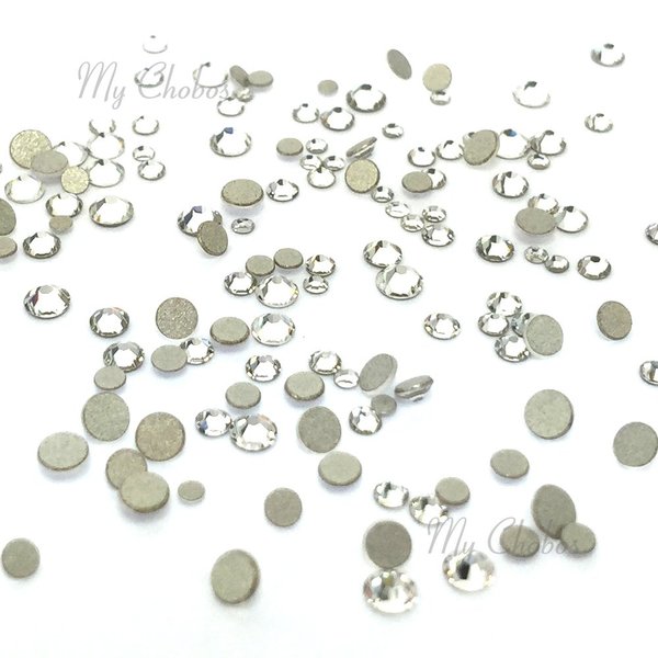 Crystal (001) Clear Tiny Small Sizes Mixed with Swarovski 2058 Xilion Rose flatbacks Sizes ss3, ss5, ss6, ss7, ss9, ss10 No-Hotfix Rhinestones Nail Art 144 pcs (1 Gross)