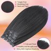 10inch Short Kinky Straight Clip ins Hair Extensions for Black Women 120g/Set Full Head Yaki Kinky Straight Synthetic Hair Clip ins Hair Natural Black 4Pcs 11