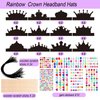 Yinder 130 Pcs Halloween Kids Party Favors DIY Crafts Crowns Set 48 Pcs Scratch Paper Crowns Headband Hats 24 Pcs Wooden Styluses 48 Pcs Elastic Bands 10 Sheet Colorful Gem Jewel Stickers for Girl Boy