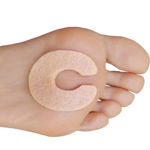 Chiroplax C-Shaped Felt Callus Cushion Pads Protector Rubbing Pain Relief Forefoot Metatarsal | 3/16" Thick (Pack of 30)
