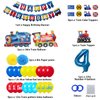 Train 4st Birthday Decorations Boys Train, 4 Years Old Birthday Party Supplies With Number 4 Foil Balloons Train Birthday Banner,Latex Balloons, Cake Topper, For Kids Train Birthday Party Decoration