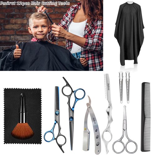 Hair Cutting Scissors Barber Shears Kit, Fozirut Professional Hair Trimming Scissors Thinning Shears Set, Salon Hairdresser Scissors Blending Shears Haircut Kit, Barber Accessories Haircutting Tools