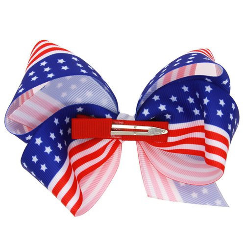 EVKILKJS Hair Bow Clip, American Flag Hair Accessories for Girls, Women, 4th of July (2Pcs)