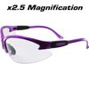 Birdz Eyewear Flamingo Women's Work Safety Glasses Bifocals Readers Purple Frame + 2.5 Magnification Clear Lenses