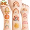 Boho Rainbow Temporary Tattoos Birthday Party Supplies Decorations 96 PCS Tattoos Stickers Bohemian Cute Party Favors Kids Boys Girls Gifts Ideas Classroom School Prizes Themed