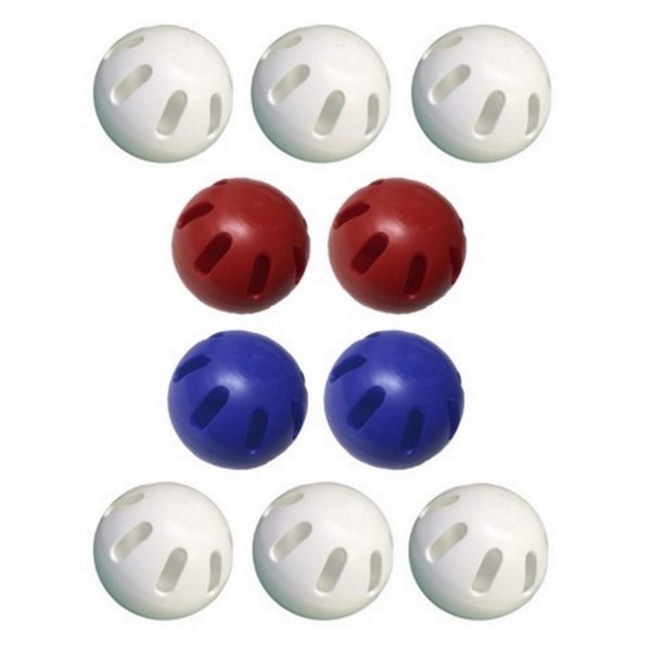 WIFFLE Ball 10 Pack Includes Set of 2 Blue, Set of 2 Red, and a Set of 6 White Balls - Official