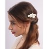 Rumtock White Flower Hair Comb for Wedding Brides Cute Silver Hair Piece for Women Special Occasion