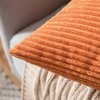 MIULEE Pack of 2 Orange Pillow Covers 18x18 Inch Soft Boho Striped Corduroy Throw Pillow Covers Set Decorative Square Cushion Cases Pillowcases for Sofa Bedroom Couch