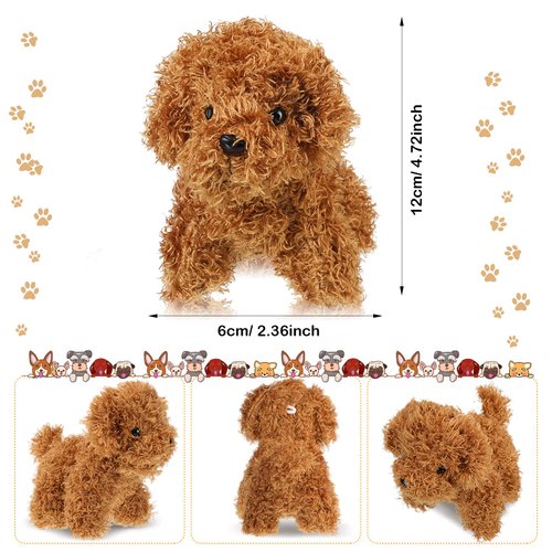 Sumind 9 Pcs Valentine Mini Plush Dog Stuffed Animals Bulk Dog Plush Party Favors Small Soft Plush Dog Toy for Easter Goodie Bag Fillers Baby Show Birthday(Curly Puppy)