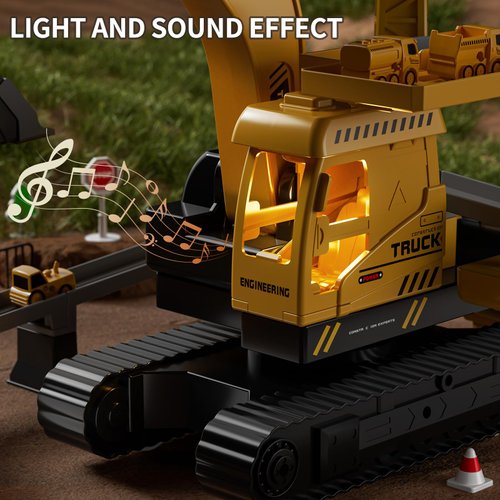NIPLOOOW Construction Trucks Cars Toys for Toddlers, Kids Engineering Digger Race Tracks, Excavator Crane Boy Toys for 3-5 Year Old, Birthday Gifts for Kids Age 3 4 5 6 Year Old Boy