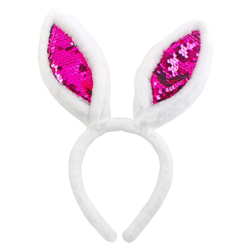 Susunaya Bunny Ears Headbands - Plush Rabbit Headband for Women, Kids, and Adults Party Supplies (Rose)