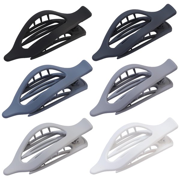 CHANDAT Flat Hair Clips 6 pcs Lay Down Claw Clips French Concord Hair Clips for Thick Hair Alligator Hair Clips for Thin Hair Duck Bill Hair Barrettes Hair Accessories for Women - Grey