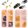 12 Grids Mini Metal Rivet Punk Nail Charms Gold Silver Black Cone Nail Art Studs Alloy Spike Studs Nail Jewels Nail Nail Charms for Acrylic Nails Decoration Accessories