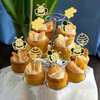 24Pcs Bumble Bee Cupcake Toppers Glitter Heart Honeycomb Bee Cupcake Picks BaBy Shower Cake Decorations for Bee Theme Baby Shower Kids Birthday Party Supplies